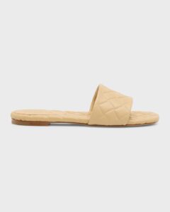 Image of sale on Quilted Leather Flat Slide Sandals