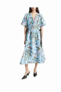 Image of sale on Floral Print Side Tie Satin Midi Dress