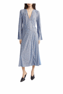 Image of sale on Print Long Sleeve Jersey Maxi Wrap Dress