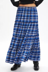 Image of sale on Plaid Tiered Maxi Skirt