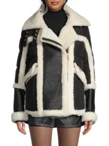 Image of sale on Mixed Media Shearling Down Moto Jacket