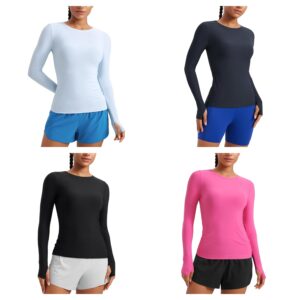 Image of sale on Crz Yoga Womens Cloudweight Long Sleeve Workout Tops Lightweight Athletic Basic Shirts Soft Casual T-shirt with Thumb Hole Black