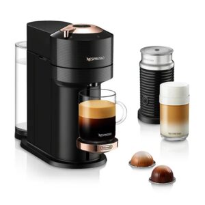 Image of sale on Vertuo Next Premium Coffee and Espresso Maker by Delonghi with Aeroccino Milk Frother, Black Rose Gold