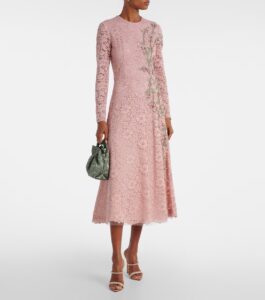 Image of sale on Marlena Embroidered Lace Midi Dress