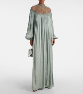 Image of sale on Ellima Embellished Plissé Georgette Gown