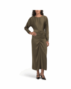Image of sale on Satin Cinched Waist Maxi Dress