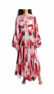 Image of sale on Dailley Pleated Long Sleeve Maxi Cocktail Dress