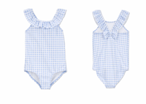 Image of sale on Just One You Toddler Girls’ Ruffle Textured Solid One Peice Swimsuit – Blue