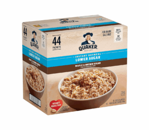 Image of sale on Quaker Instant Oatmeal Lower Sugar, Maple & Brown Sugar, 1.19 Oz, Pack of 44