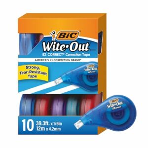 Image of sale on Bic Wite-out Brand Ez Correct Correction Tape, 39.3 Feet, 10-count Pack