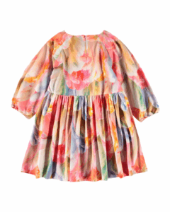 Image of sale on Girl’s Ciera Long-sleeve Gathered Floral Cotton Dress Size 3-6