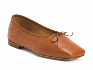 Image of sale on Leather Square Toe Ballerina Flats