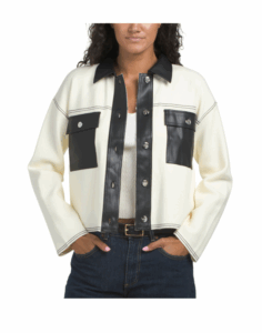 Image of sale on Faux Leather Combo Swacket