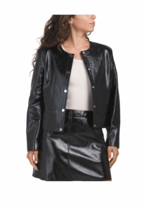Image of sale on Faux Patent Leather Cropped Jacket