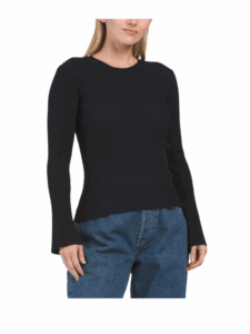 Image of sale on Plaited Crew Neck Sweater with Bell Sleeves