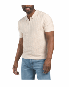 Image of sale on Short Sleeve Micro Cable Textured Sweater Polo