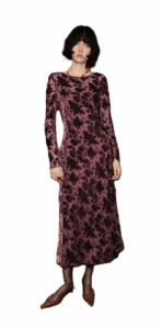 Image of sale on Floral jacquard dress with bell sleeves