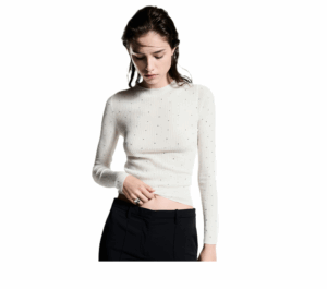 Image of sale on Rhinestone detail ribbed sweater