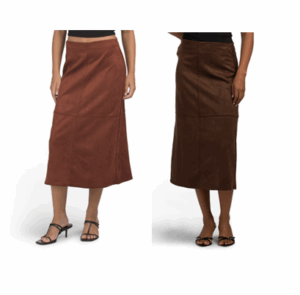 Image of sale on Faux Suede Pieced A-line Skirt