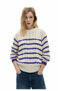 Image of sale on Striped braided sweater