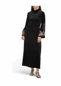 Image of sale on Bell Sleeve Embroidered Velvet Maxi Dress