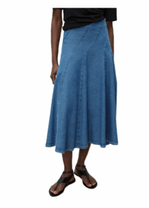 Image of sale on Denim midi-skirt with stitching