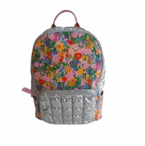 Image of sale on Floral Silver Quilted Backpack