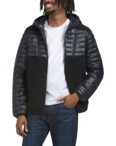 Image of sale on Mixed Media Hooded Sherpa Lightweight Jacket