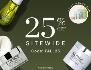 Image of sale on 25% off Elemis Skincare Products!!