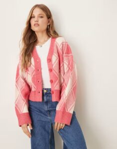 Image of sale on Boxy Cardigan In Argyle