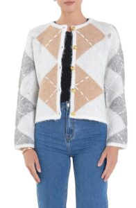 Image of sale on Argyle Crop Cardigan