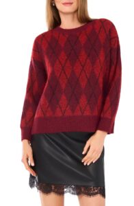 Image of sale on Argyle Eyelash Jacquard Crewneck Sweater