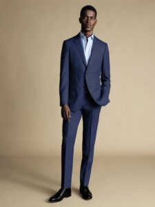 Image of sale on Charles Tyrwhitt Blue Slim Fit Sharkskin Ultimate Performance Suit: Jacket