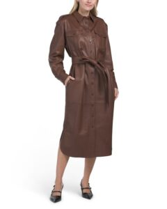 Image of sale on Leather Belted Shirt Dress