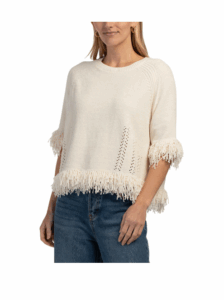 Image of sale on Crew Neck Elbow Sleeve Fringe Edge Sweater