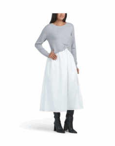Image of sale on Mixed Media Midi Sweater Dress With Knot Accent