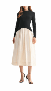 Image of sale on Long Sleeve Mixed Media Maxi Dress