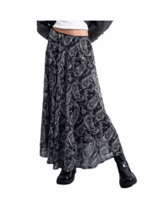 Image of sale on Chiffon Seam Detail Circle Maxi Skirt in Paisley Print