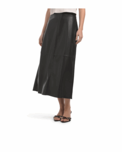 Image of sale on Faux Leather Pieced A-line Skirt