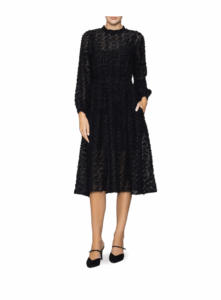 Image of sale on Leopard Spot Jacquard Long Sleeve Tiered Dress