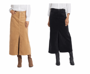 Image of sale on High Waist Slit Front Corduroy Maxi Skirt