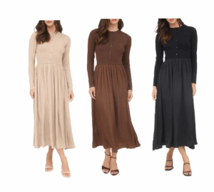 Image of sale on Mixed Media Long Sleeve Maxi Dress