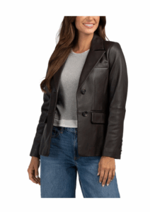 Image of sale on Leather Missy Single Breasted Blazer