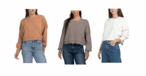 Image of sale on Raglan Sleeve Mock Neck Fleece Sweater with Ribbed Trim
