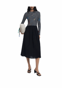 Image of sale on Long Sleeve Mixed Media Midi Dress