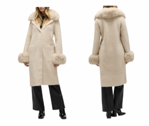 Image of sale on Faux Fur Trim Longline Sweater Coat