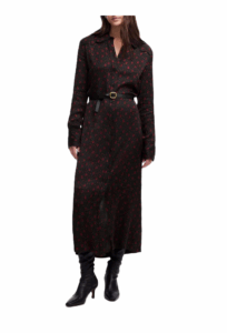 Image of sale on Floral Long Sleeve Button Front Midi Shirtdress