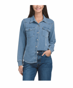 Image of sale on Light Loop Back French Terry Western Overshirt with 2 Pockets