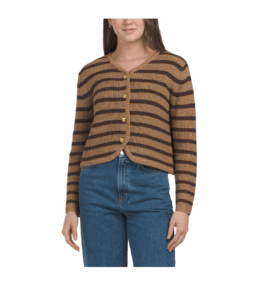 Image of sale on Shaker Knit Cropped Striped Cardigan