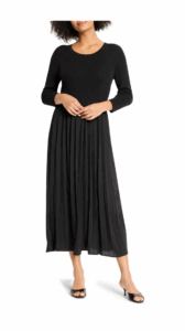 Image of sale on Kyrie Long Sleeve Pleated Mixed Media Maxi Dress